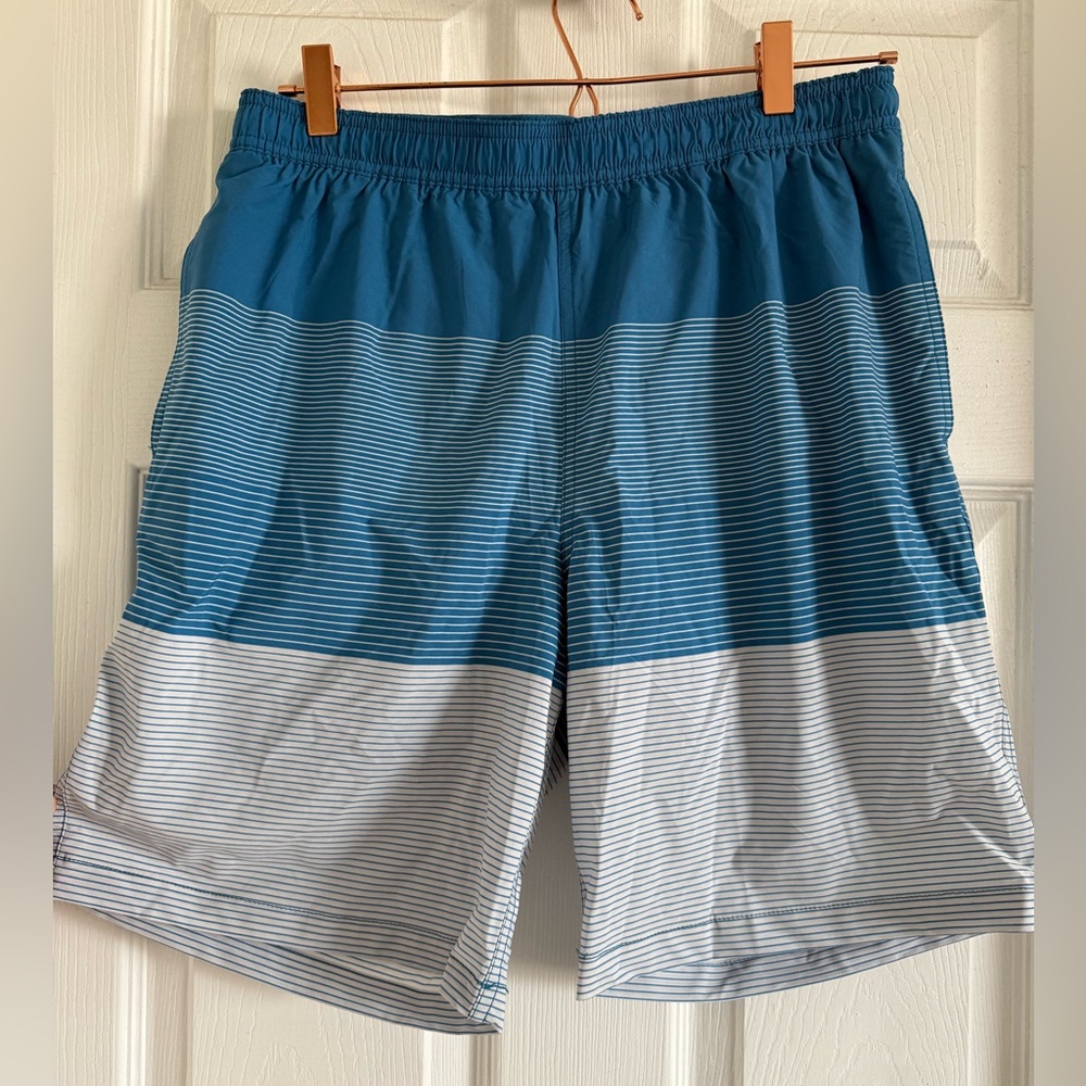 Kirkland Signature Men’s Elastic Waist Teal Swim Trunks